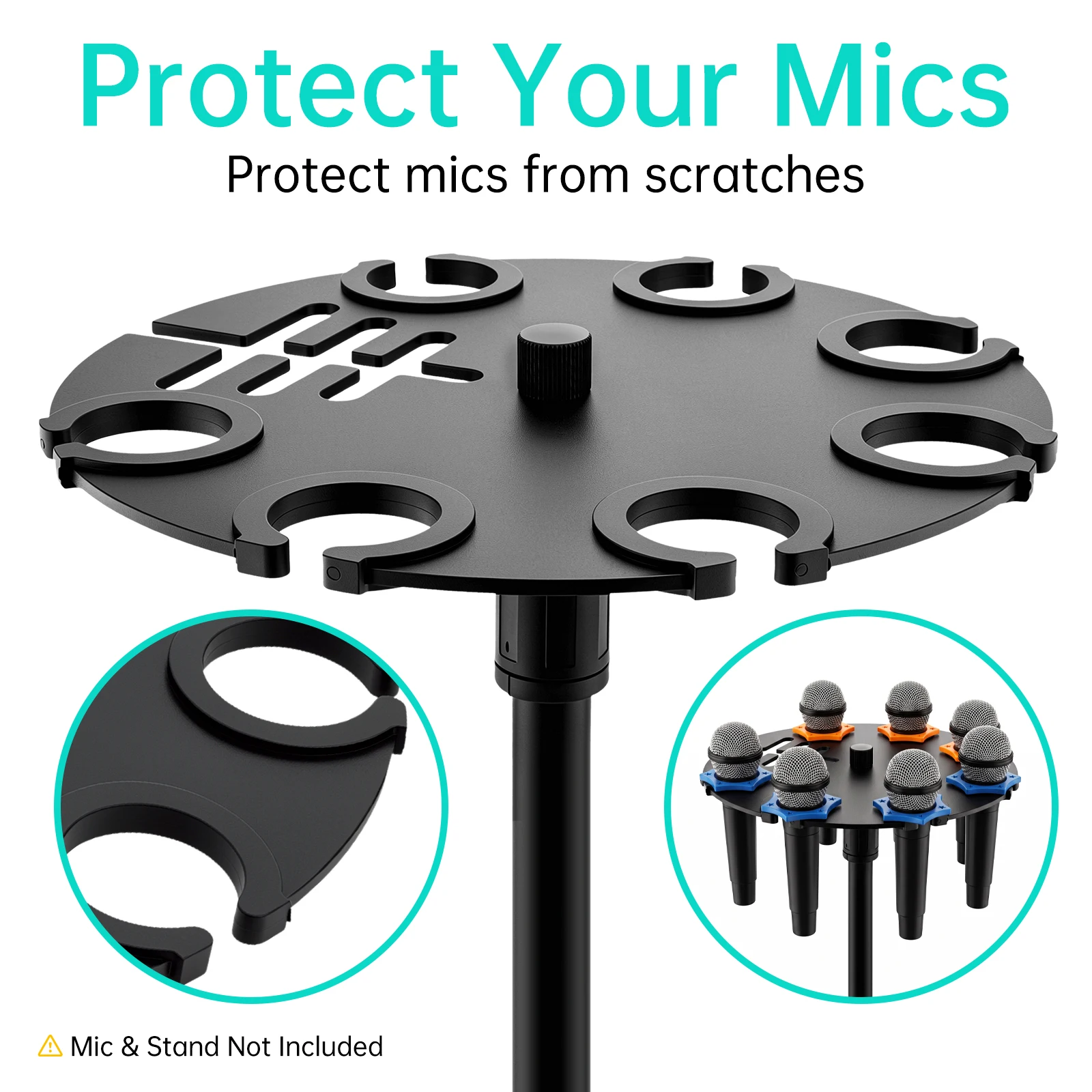 Multi Microphone Holder with Cable Hanger