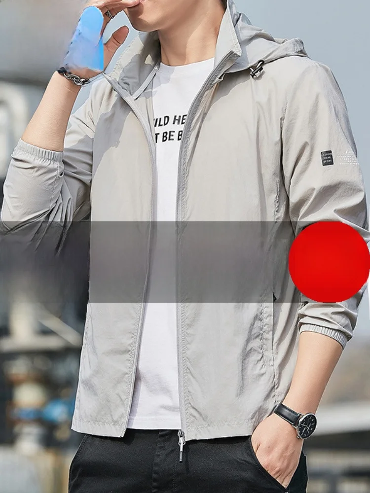 

Paul Summer Thin Breathable UV Protection Jaet Men's Mid-Young Detachable Hat Outerwear Versatile Windproof Nylon Coat