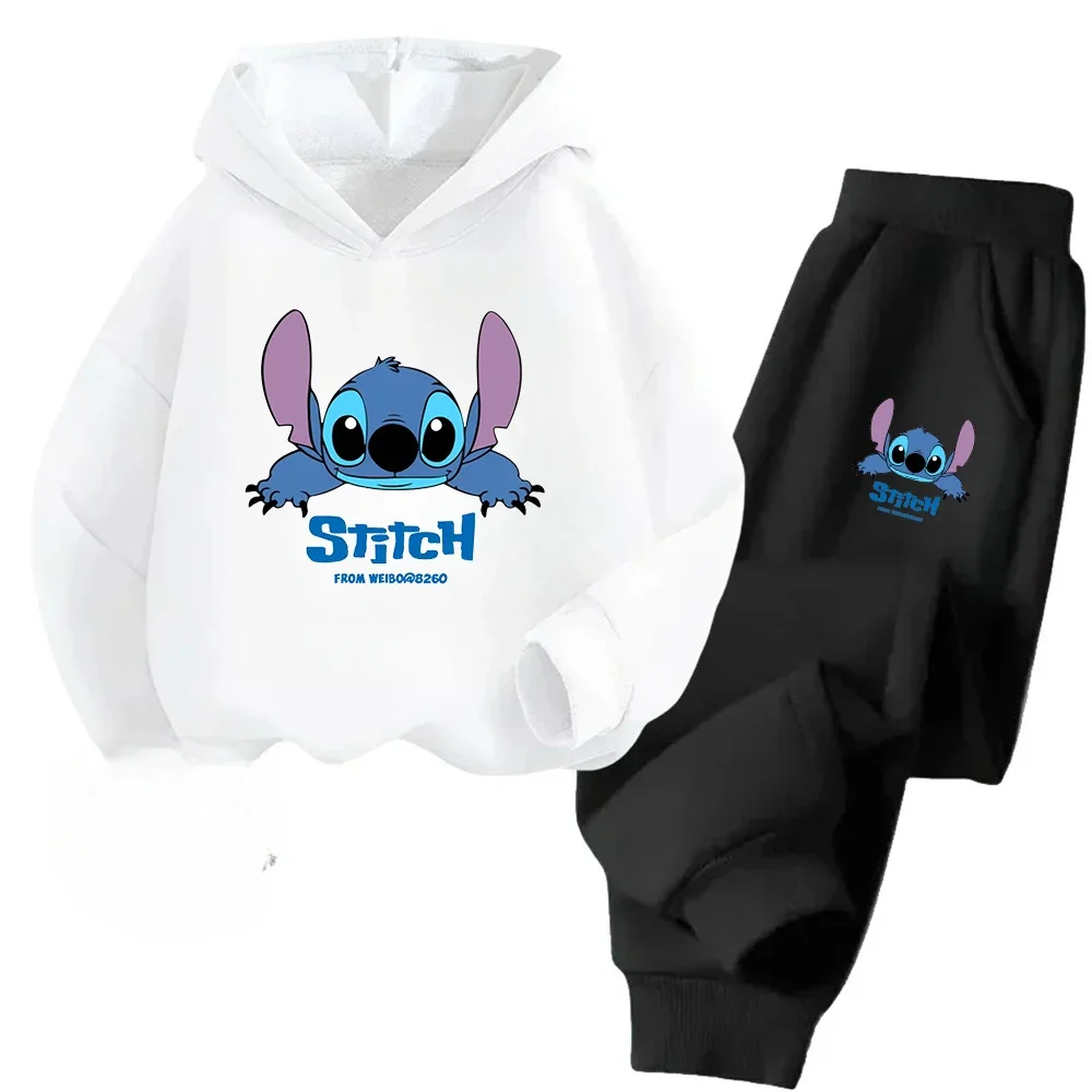 ربيع الخريف ديزني غرزة الكرتون الأطفال مجموعة هوديي + السراويل دعوى 2 قطعة مجموعة أزياء طفل ملابس الفتيان فتاة البلوز رياضية