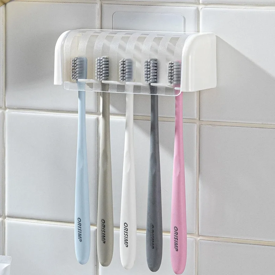 

Toothbrush Holders for Bathrooms Toothbrush Holders with Cover 5 Slots Electric Tooth Brush Holder Wall Mounted Toothbrush Orga