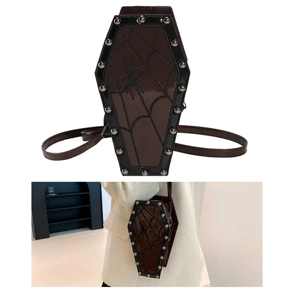 

Женская сумка-портфель для гроба, повседневная сумка-портфель с героями мультфильмов, регулируемая сумка-паук для гроба, сумка для мобильного телефона Y2K, кошелек на ремне на Хэллоуин