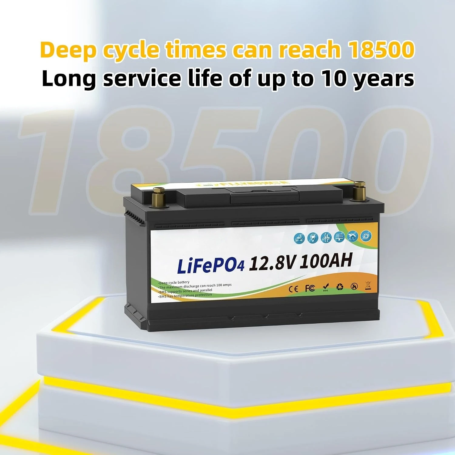 12V 100AH Lifepo4 Battery with 100A BMS 10-Year Lifespan for Trolling Motor RV Camping Golf Cart Solar Include a, Customized