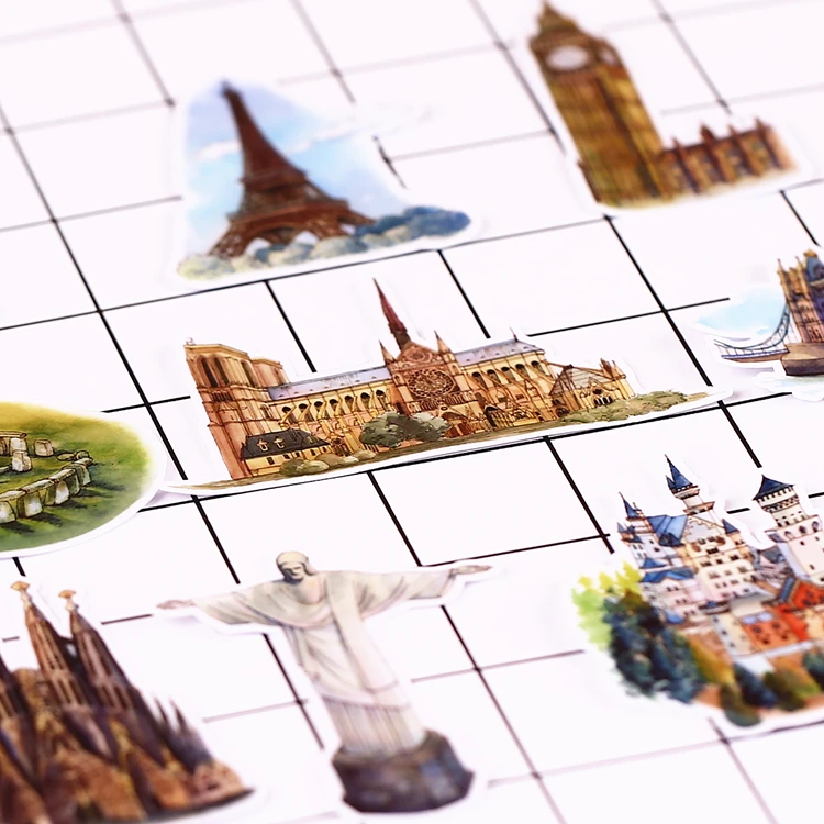 15 PCS Vintage diary European architecture Scrapbooking Stickers Decorative Sticker DIY Craft Photo Albums