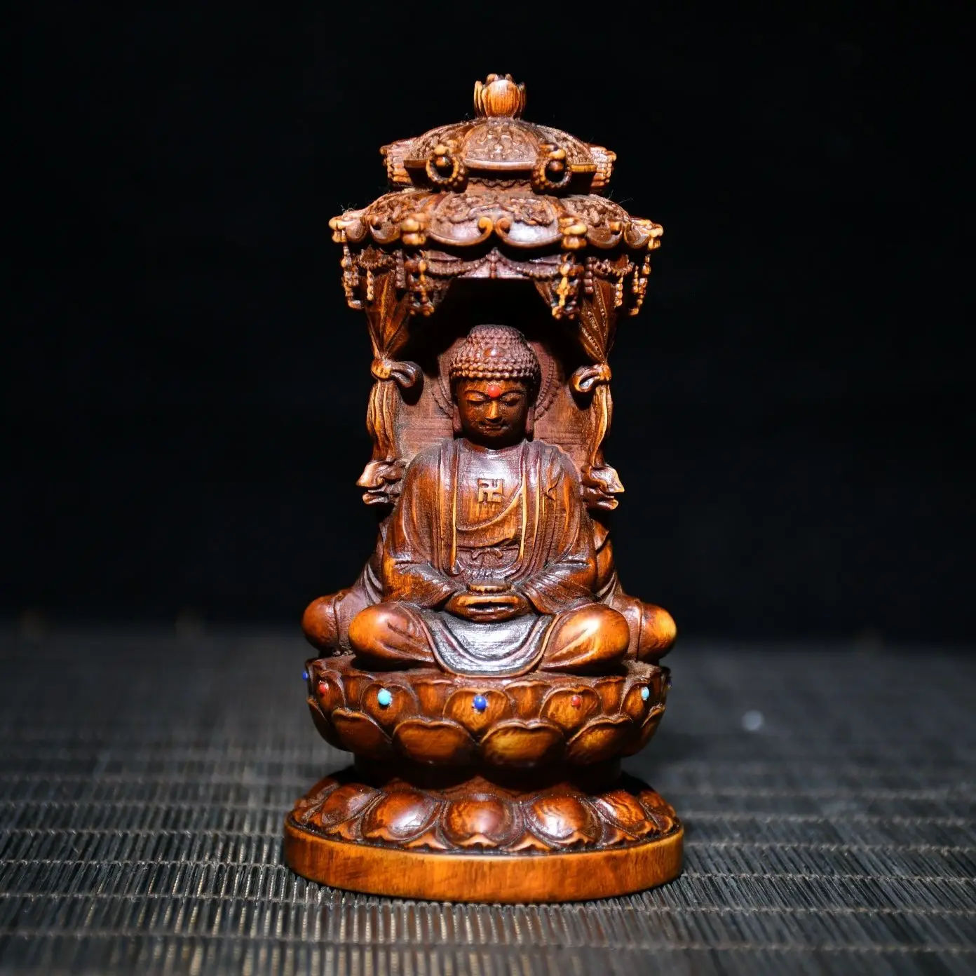 Natural wood Guanyin Tara Sakyamuni Buddha Statue Sculpture Handmade wood carving Three sides Three saints Buddha Statue Home De