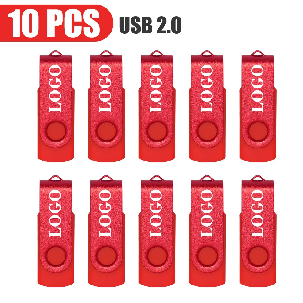 10 Stks/partij Usb Flash Drive 64Gb Pen Drive 512Mb 1Gb 2Gb 4Gb 8Gb 16Gb Pendrives Usb Stick 32Gb Geheugenstick Gratis Aangepast Logo Cadeau