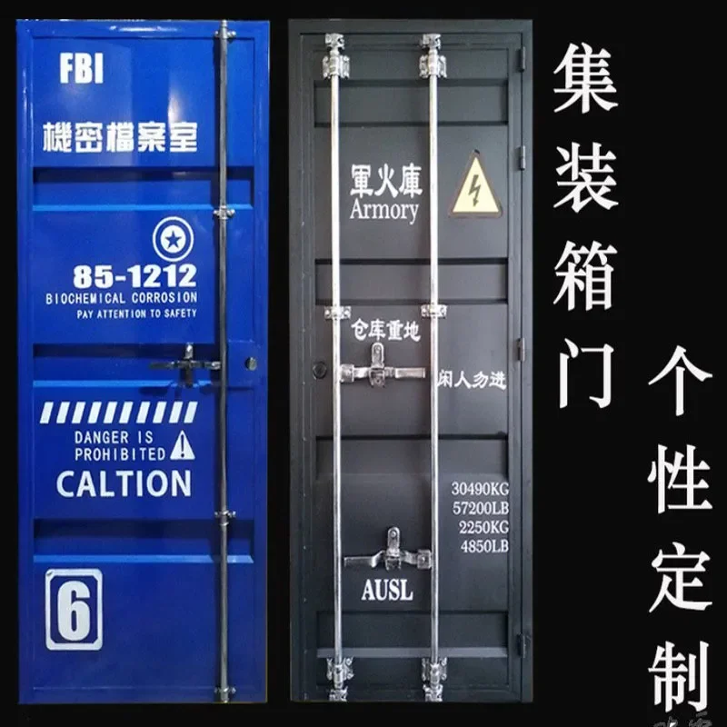for Industrial Wrought Iron Barn Door Retro Restaurant Box Creative Partition Track Container Toilet