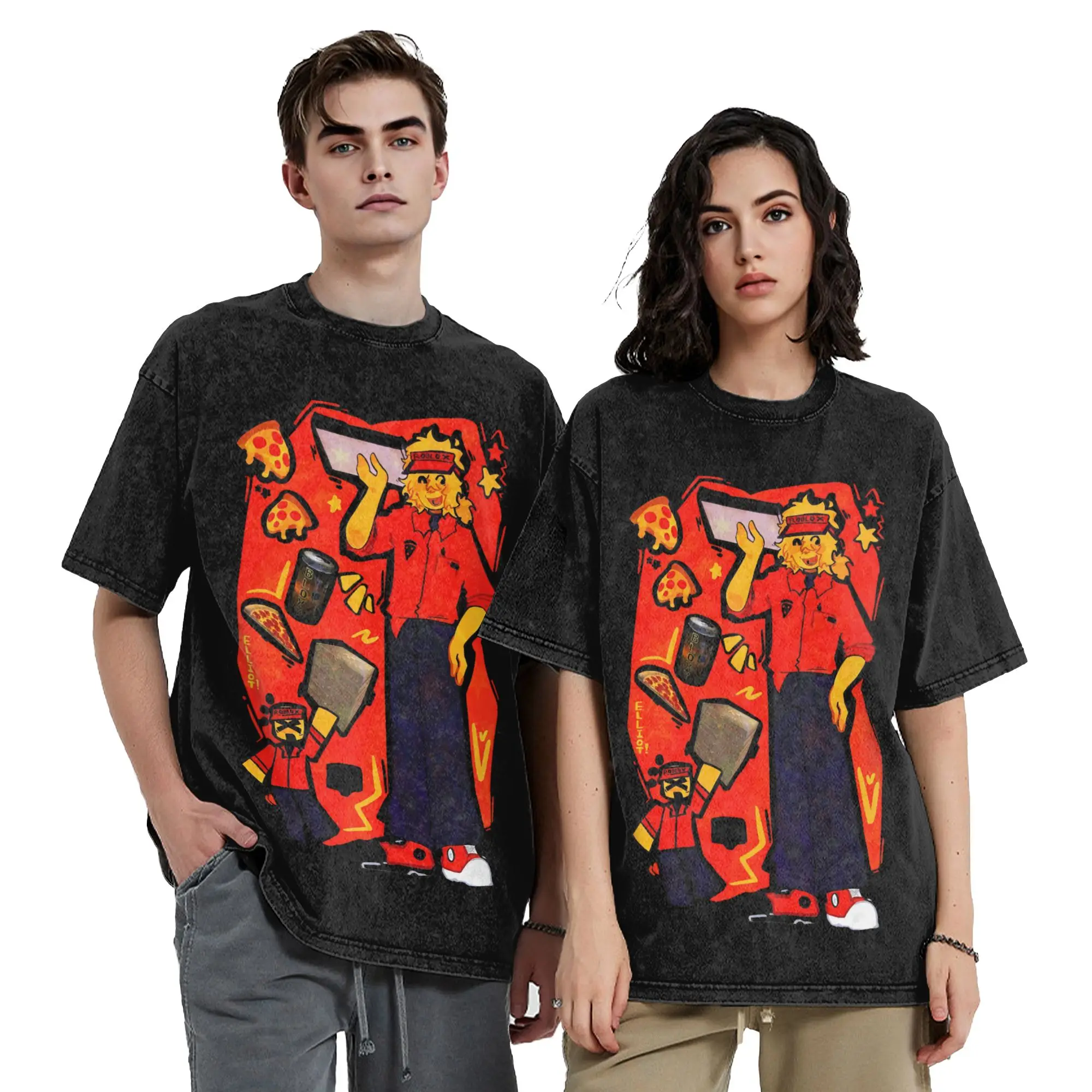 Washed T Shirt Forsaken ELLIOT Hip Hop Vintage T-Shirt Oversize Streetwear 100% Cotton Summer Tops Tops Tees Men Women