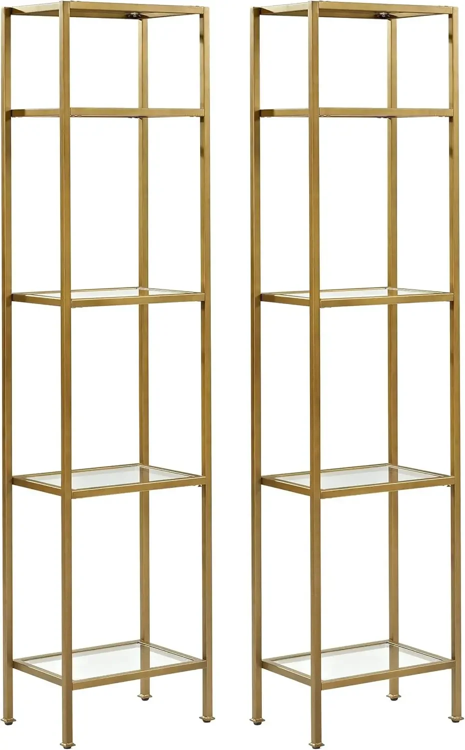 Crosley Furniture Aimee Narrow Etagere Set, Gold and Glass