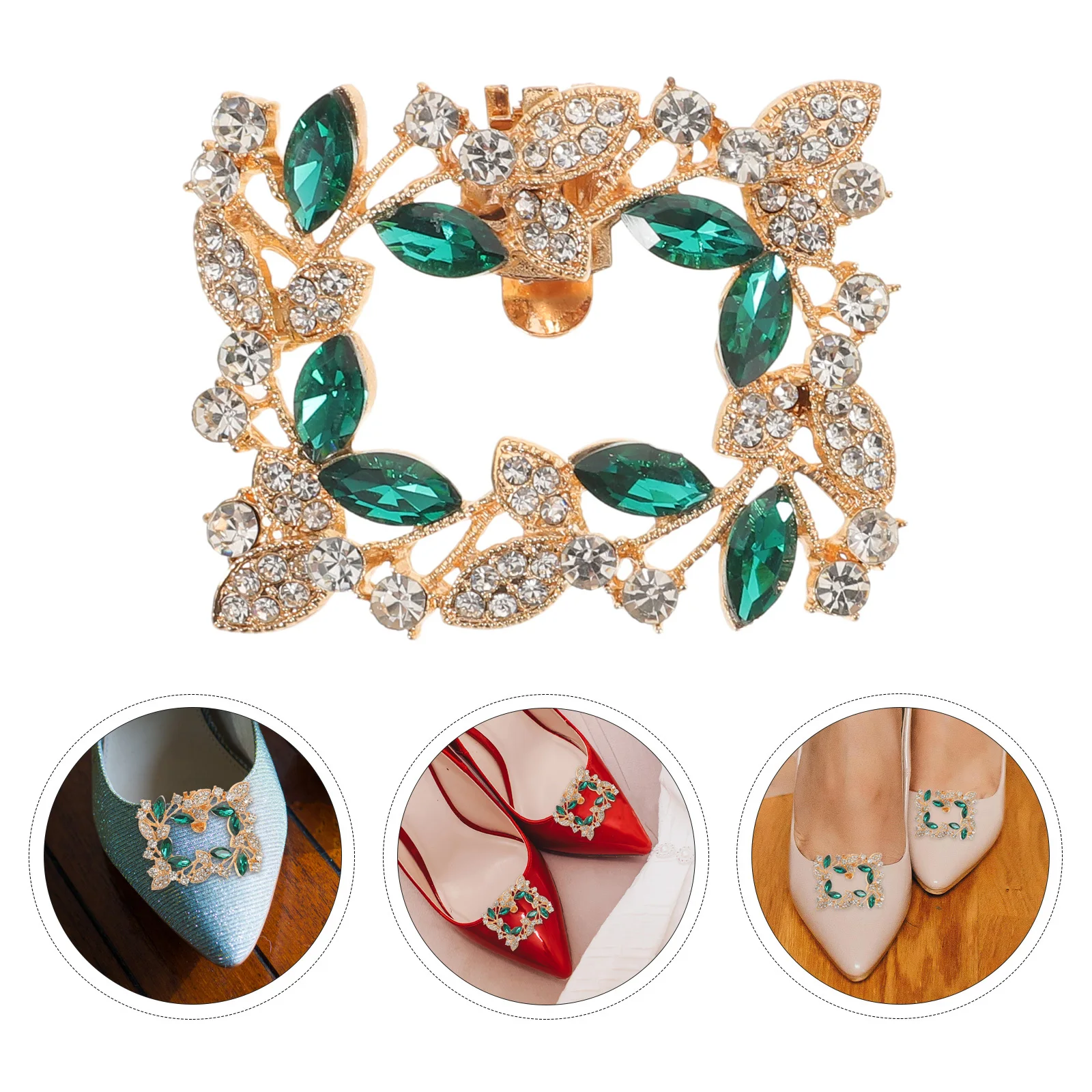 

1 Pair Rhinestone Clips 2.3X1.8Inch Full Diamond Decorative Buckles For Wedding High Heels Sandals Removable Sparkling Shoe