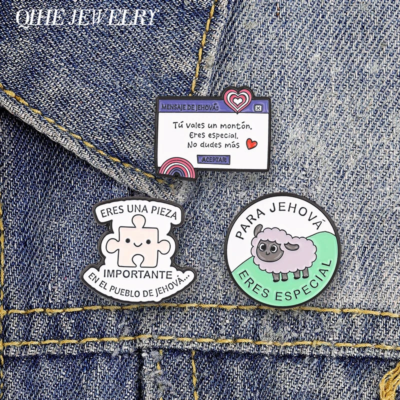 Spanish Jehovah Para Jehová Eres Especial Enamel Pin Religious Pop Up Window Sheep Bible Brooch Bag Badge Gift for JW Believers