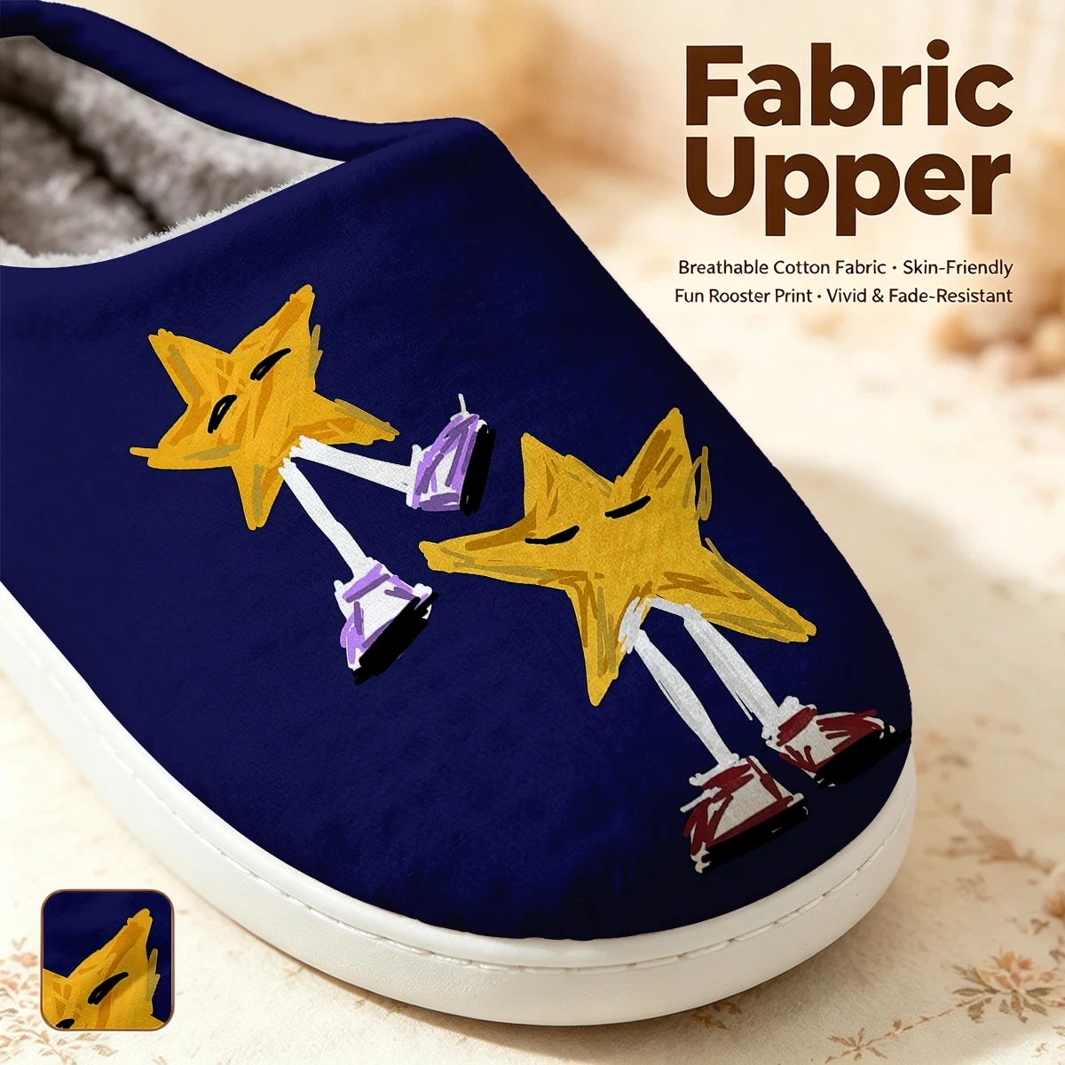 Star Sneaker Crew Christmas White Slippers Warm Plush Indoor Shoes Non-Slip Winter Slippers Family Holiday Gifts Soft view 2