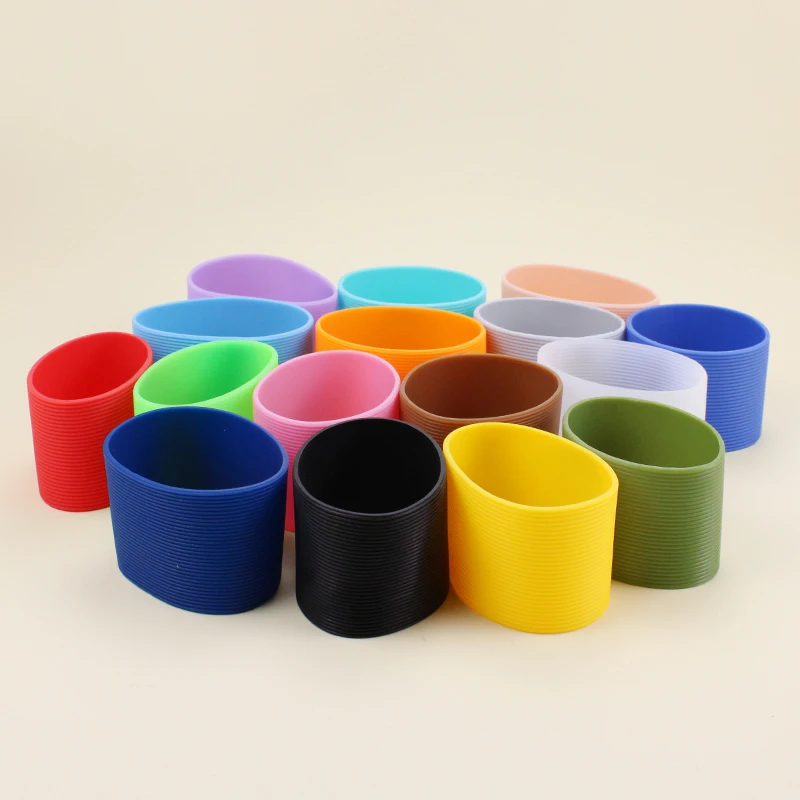 6.5cm diameter food grade silicone sleeve for glass water bottleHeat Resistant Protective Anti-Slip Cup Silicone Covers