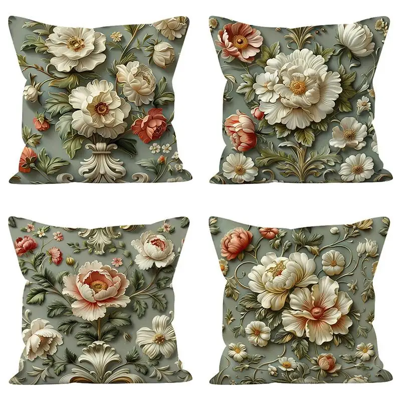 1pcs Super Soft Throw Pillow Covers Flower Plants Pillowcases for Home Living Room Bedroom Sofa Decoration Cushion Pillow Cover