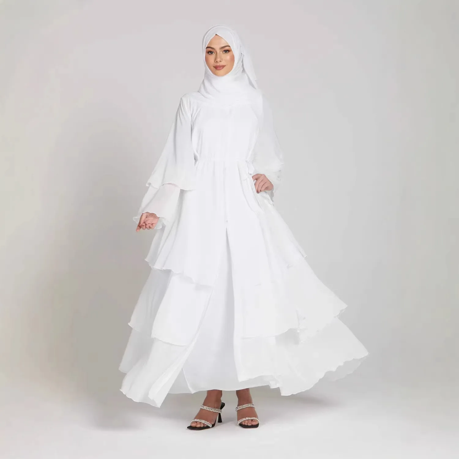 

Eid Women Dress Abaya Modest Chiffon Cardigan Robe Lace Up Muslim Dresses Vestidos Morocco Dubai Jalabiya Ramadan Kaftan 2026