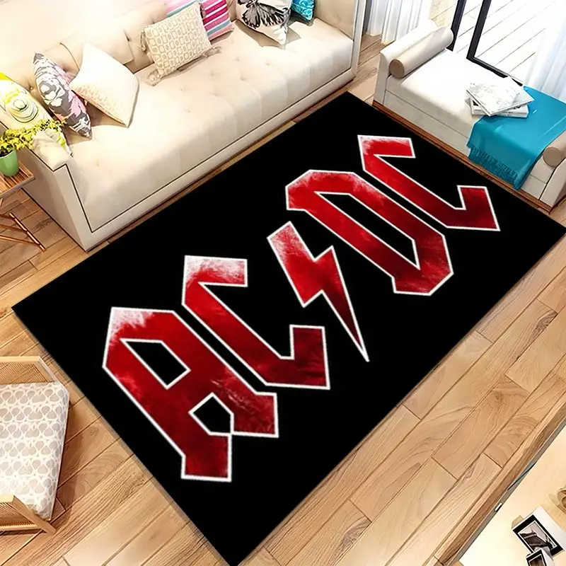 Fashion ACDC Rock Band Sign Catoon Living Room Non-Slip Area Rug Soft Carpet for Bedroom  Playroom Sofa,Home Decor Doormat