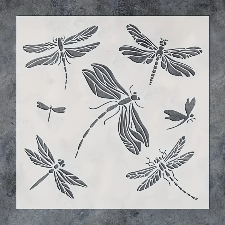 1 قطعة استنسل رسم اليعسوب |   قالب البخاخة DIY القابل لإعادة الاستخدام |   تصاميم اليعسوب المتنوعة |   أداة فنية إبداعية