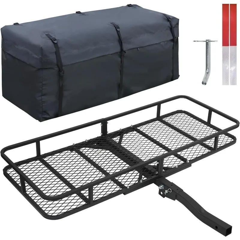 رف حامل البضائع ZZH مع حقيبة، سلة حامل السيارة القابلة للطي مقاس 60 بوصة × 24 بوصة × 6 بوصة لسيارات الدفع الرباعي، RV، الشاحنة، فان، Fi