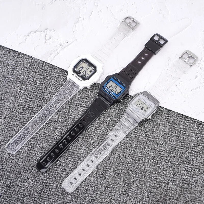 الراتنج حزام ساعة اليد ل كاسيو F-91W F-84 F-105/108 A-158/168 AE-1200/1300 حزام الساعات الرياضة الرجال سوار معصمه اكسسوارات 18 مللي متر #3