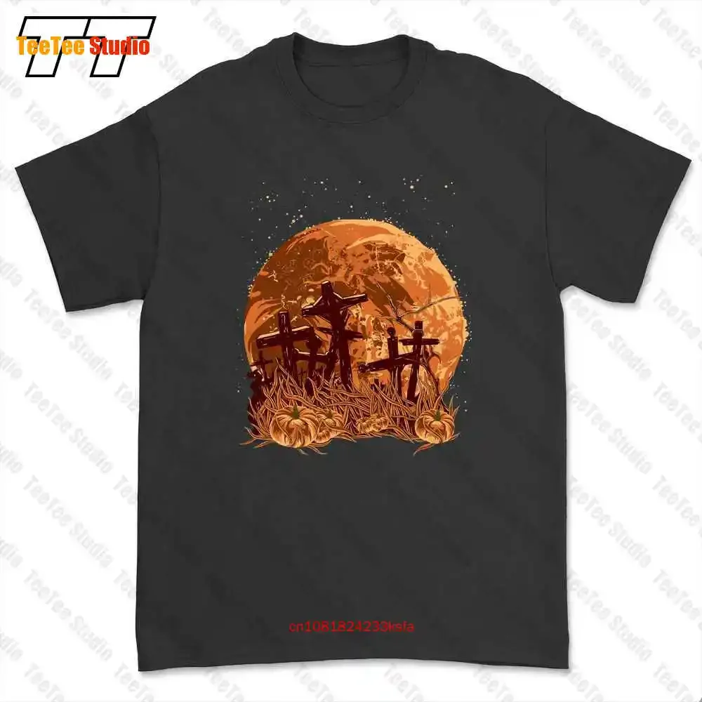 Idea Moon Graves Creepy Graveyard Horror Pumpkin T-shirt Tee 1XIG