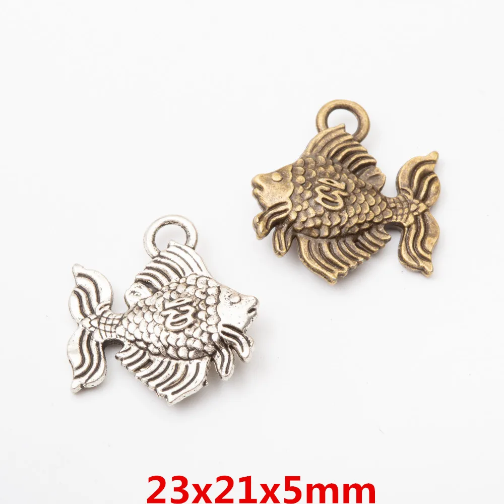 15pieces (fish) vintage zinc alloy charm metal pendant DIY jewelry discovery making accessories 834