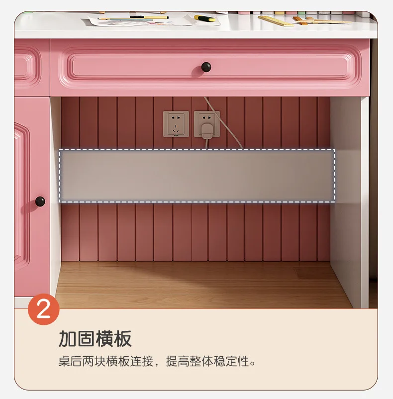 Student Study Table Household Desk Bookshelf Integrated Table Bedroom Primary School Student Writing Girl Homework Table