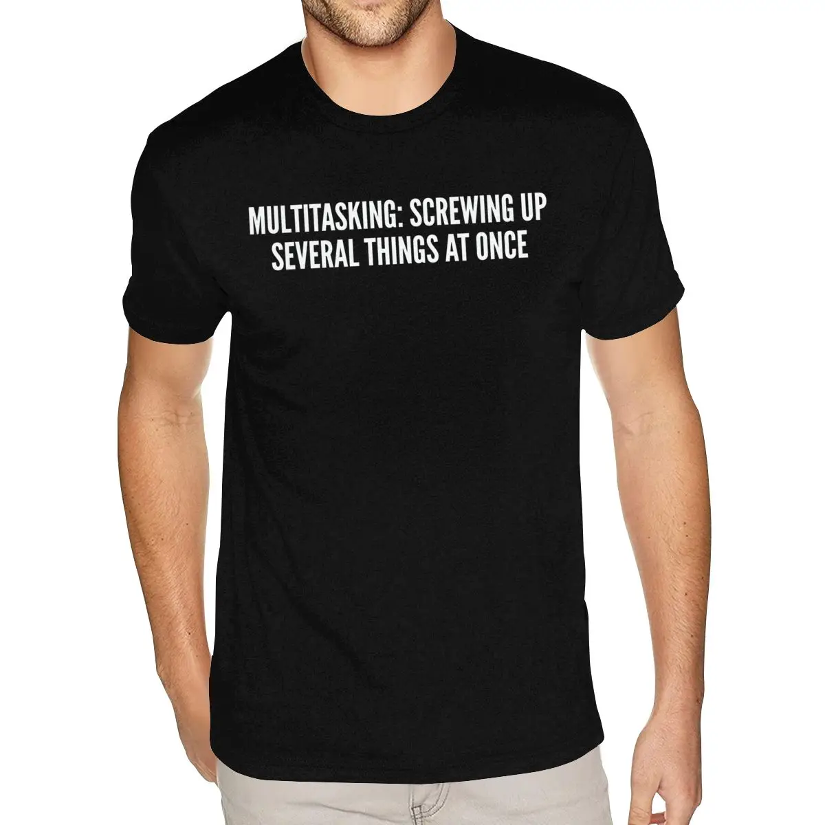 Corlorful Multitasking Screwing Up Several Things At Once T Shirt Printing Tee Shirts Boys Over Size Black Shirt