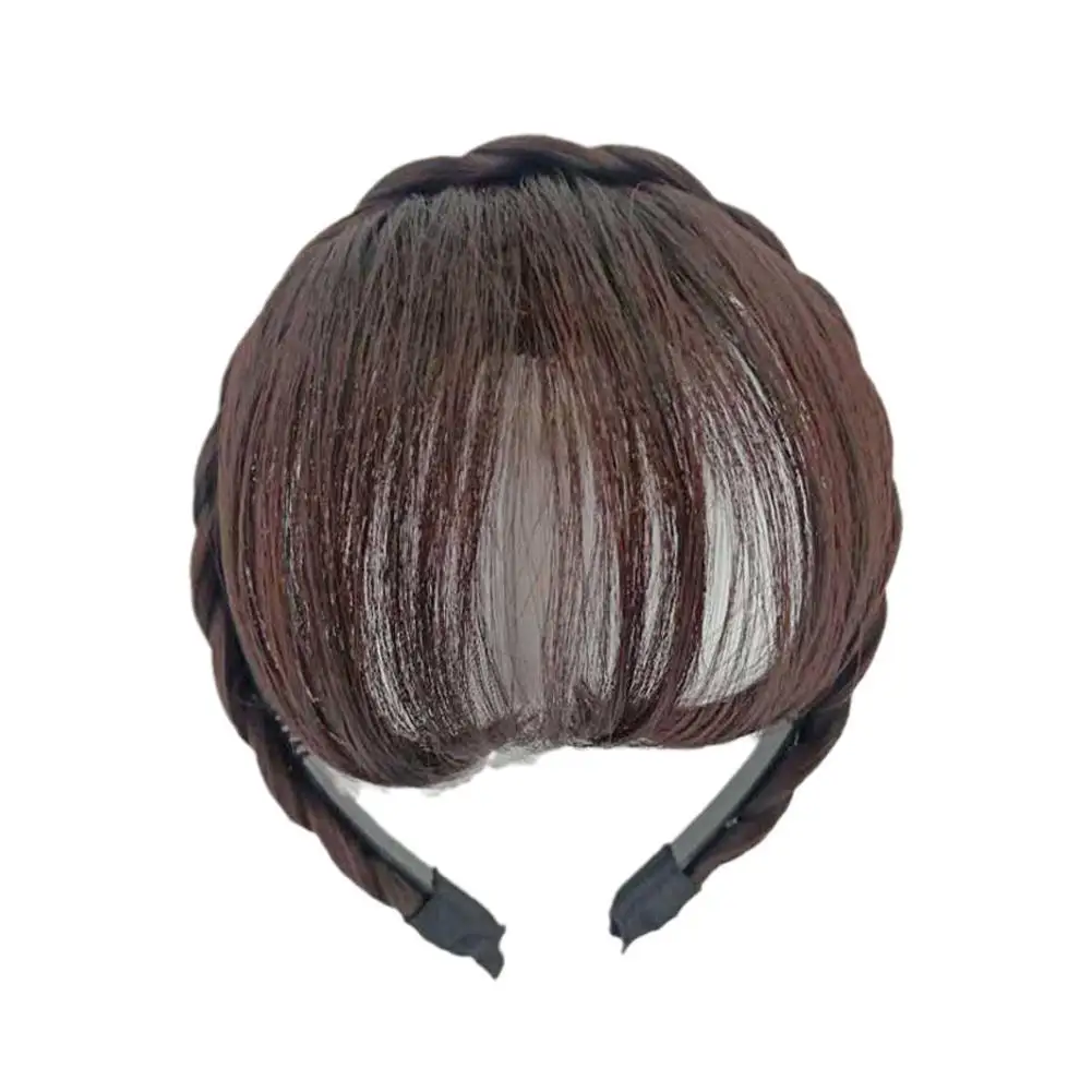 Fake Bangs Headband Front Hair Bangs Fringe Hair Extensions Synthetic Wigs Headband For Women Girls Wigs Bangs Clip Daily W L8E9