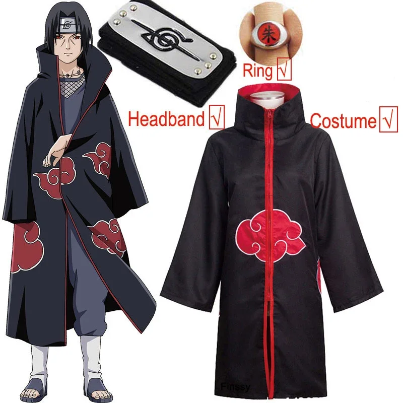 Nagato Pain Cosplay Costume for Height 135cm-185cm Halloween Costume for Kids Boys Suzaku Ring Cloak Headband Shoes