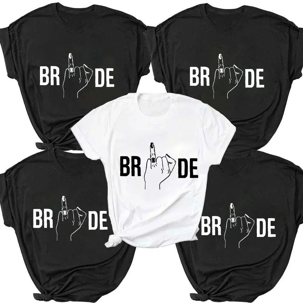 

Team Bride Tshirt Aesthetic Bridesmaid Bride Squad T-shirt Finger Diamond Ring Bride Bachelorette Party Women Wedding Party Tops