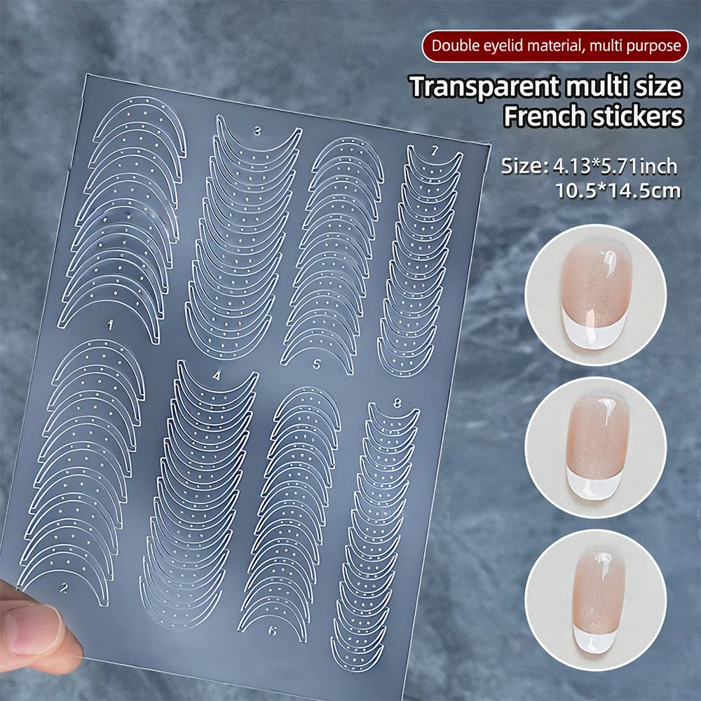 1 Stück French-Tip-Schablonen mit Hohlgitter, selbstklebende Nagelsticker für französische Linien, French-Tip-Guide-Werkzeuge S@