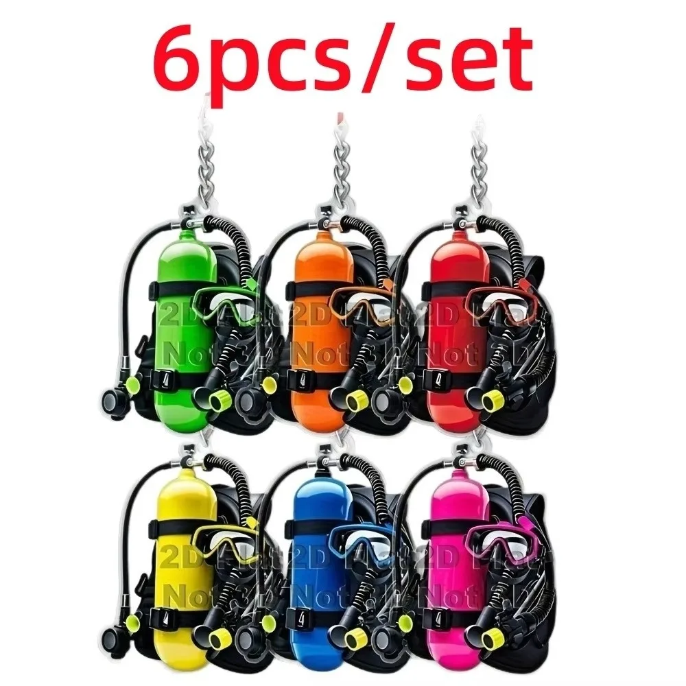 Chaveiro de Acrílico com Simulação de Equipamento de Mergulho, Presente Criativo de Joia, Pingente Plano 2D, Decoração Divertida e Personalizada para Mochila