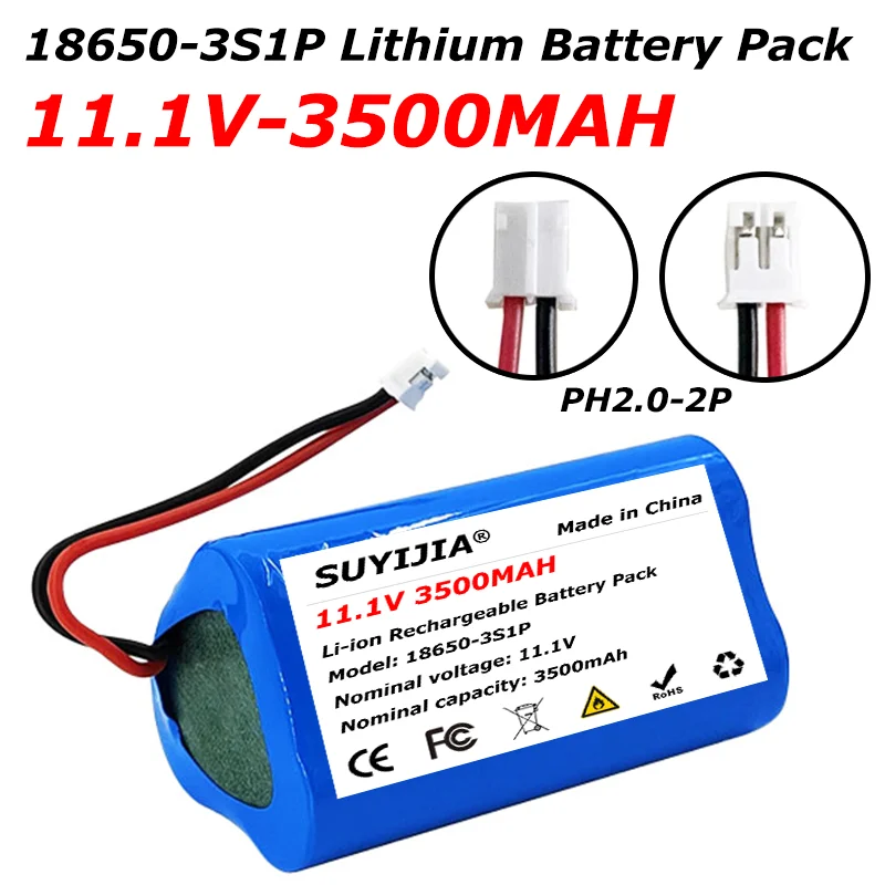 11.1V 3500mAh 3S1P Lithium Battery Pack 12V 18650 Battery with BMS for Beauty, Hair Clippers, Foot Massagers Replace battery
