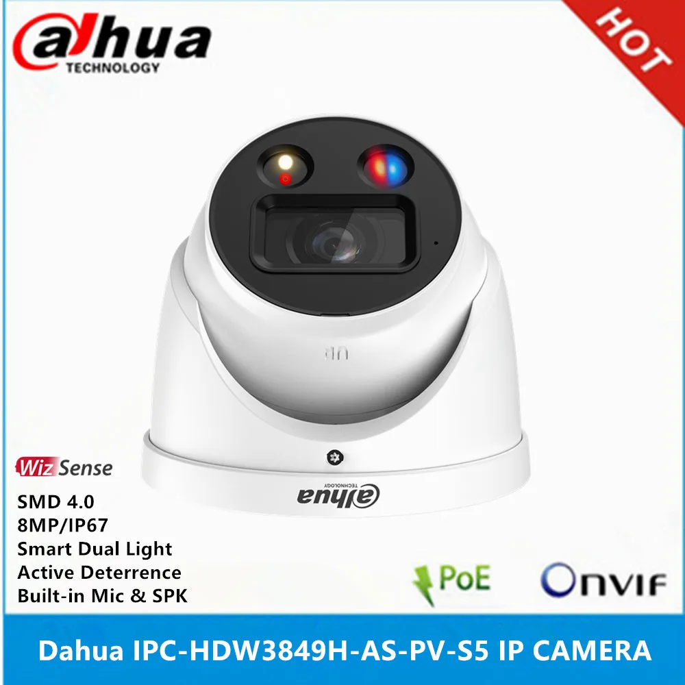 Dahua IPC-HDW3849H-AS-PV-S5 2.8mm 8MP WizSense Camera Built-in Mic & SPK POE Smart Dual Illumination Active Deterrence SMD 4.0