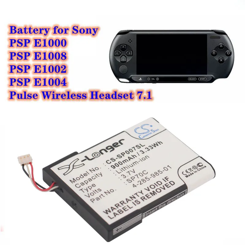 4-285-985-01 SP70C 900mAh Game Console Battery For Sony PSP E1000 E1008 E1002 E1004 Pulse Wireless