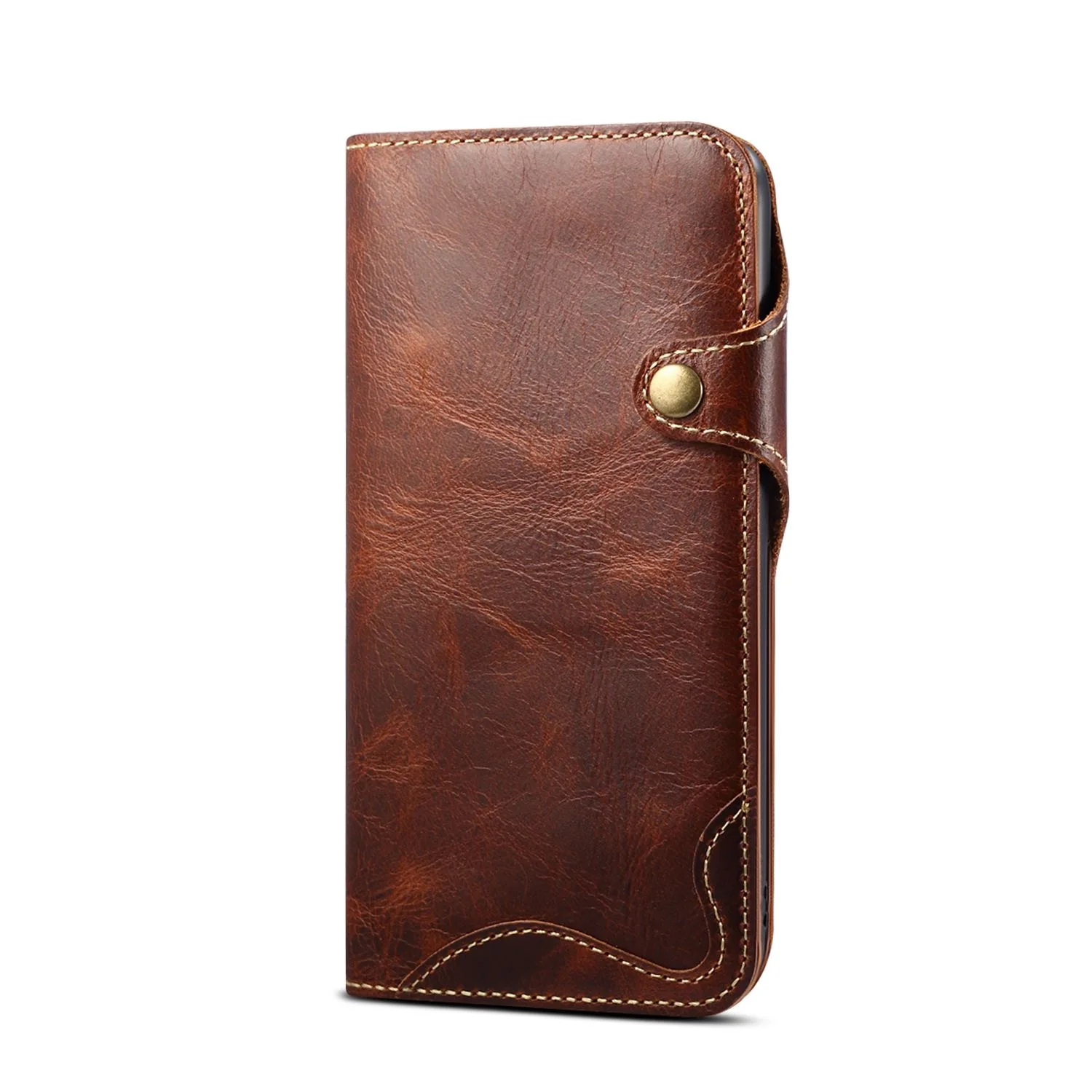 

Suitable for iPhone case genuine leather, flip cowhide, protective cover, leather case, anti-fall