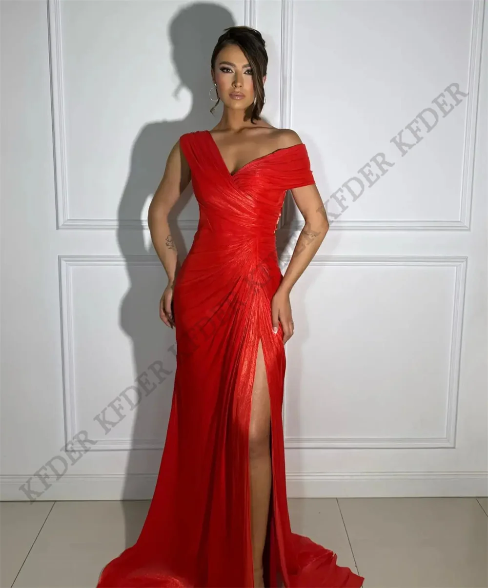 Red Pink Customized Elegant Evening Dresses for Woman Luxury Elegant Party Dresses for Special Occasions Side Slit Dresses Gowns