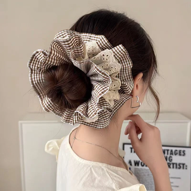 1 Stück Elegantes Spitzen-Doppelschicht-Haarband, Damen-Haarschmuck im neuen Stil, Hochwertiges Gekräuseltes Pferdeschwanz-Haarband – Detail 5