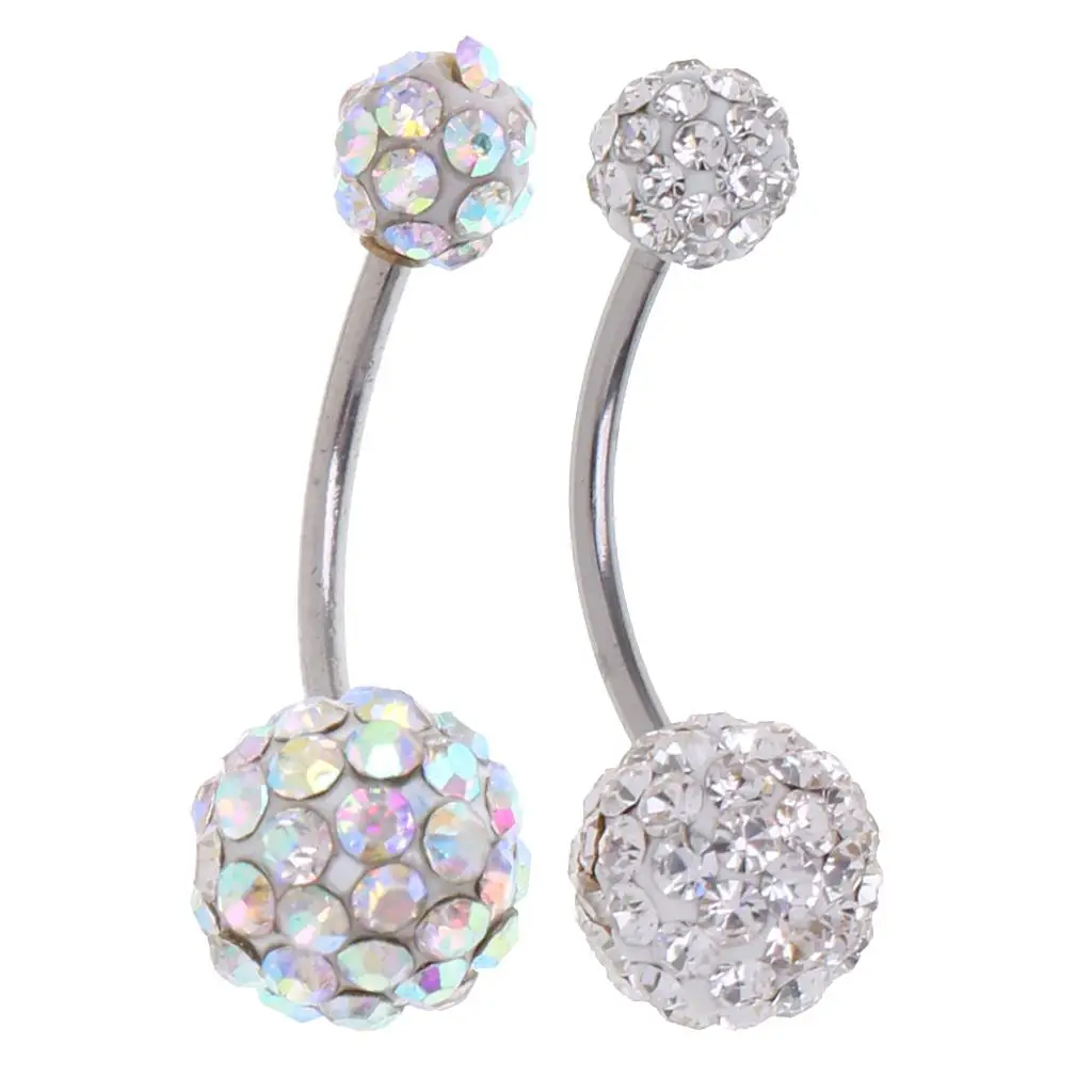 Women Lady Crystal Rhinestone Belly Button Ring Dangle Navel Body Piercings