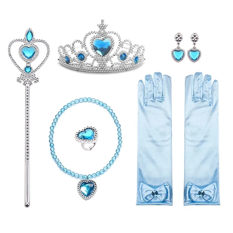 Children's Party Clothing Accessories Plastic Crown Magic Stick Earrings Necklace Glove Set Gift Set