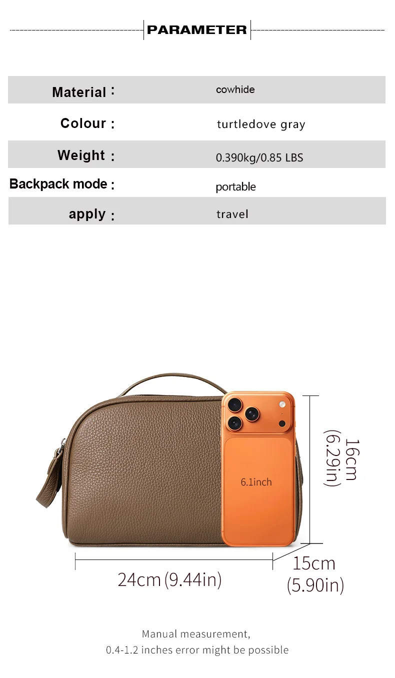 Damen-Kulturtasche aus genarbtem Leder, große Reise-Kosmetiktasche mit Griff, ideal für Reisen und den täglichen Gebrauch – Detail 4