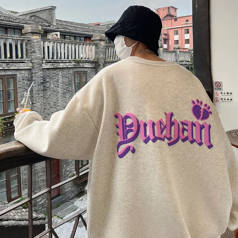 

Мужской свитшот оверсайз из плотной ткани с объемным принтом, повседневный, свободный, удобный, для весны и осени, спортивная одежда