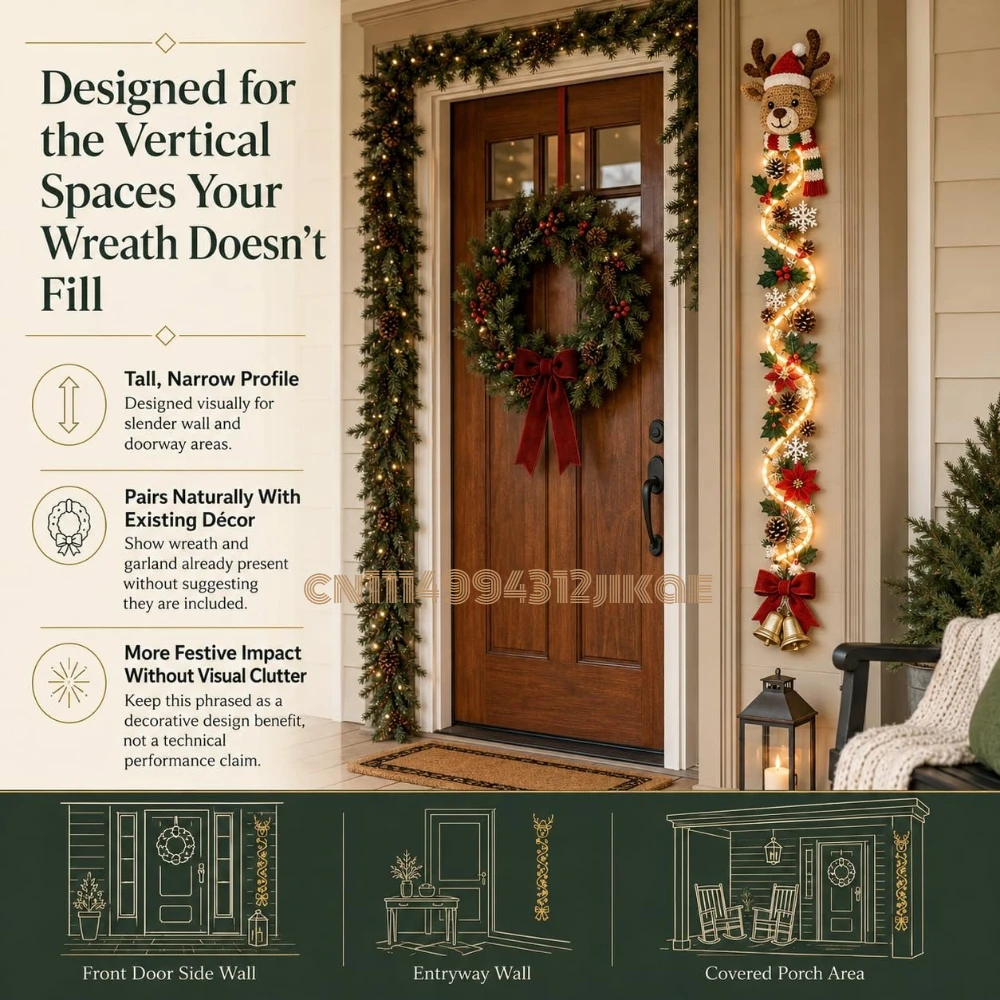Glowing Christmas Door Hanger，Large Lighted Christmas Tree Door Decor, Perfect for Front Doors, Porches and Walls view 5