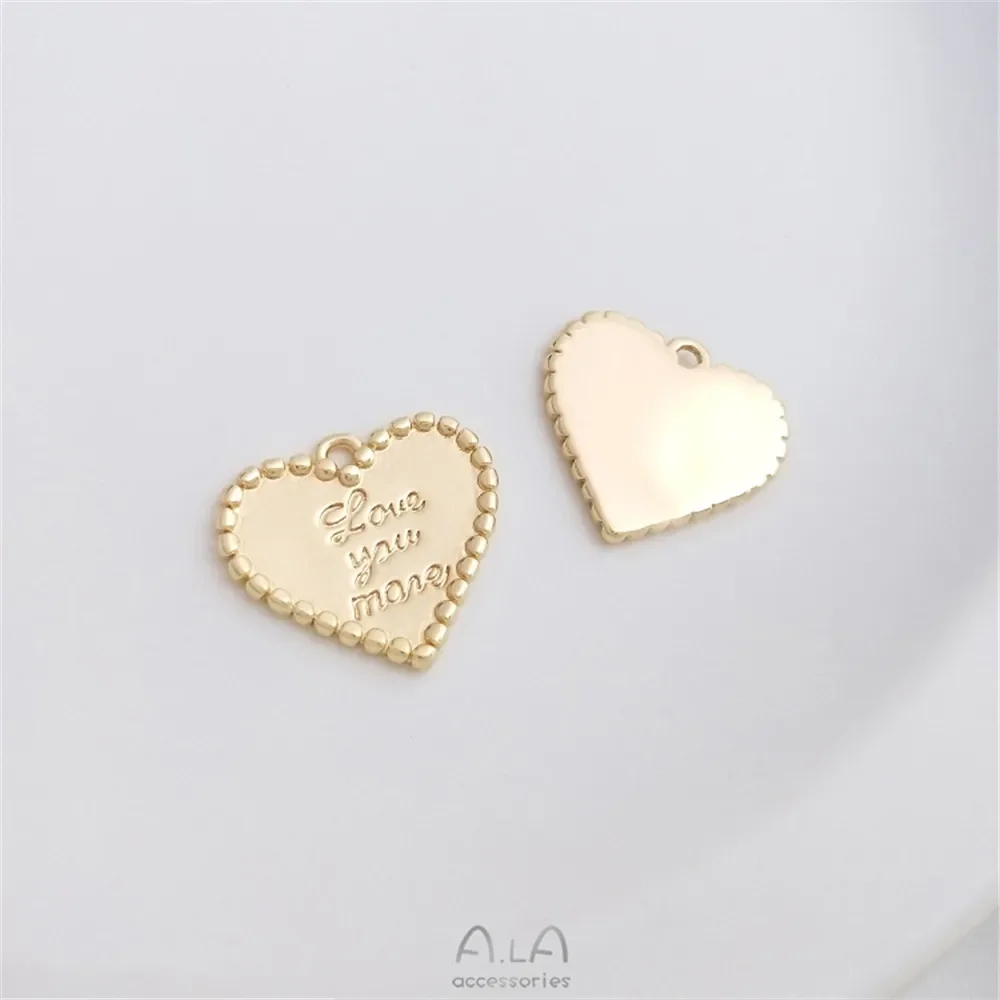 14K gold box angel heart heart pendant angel tag DIY handmade bracelet necklace ornaments pendant