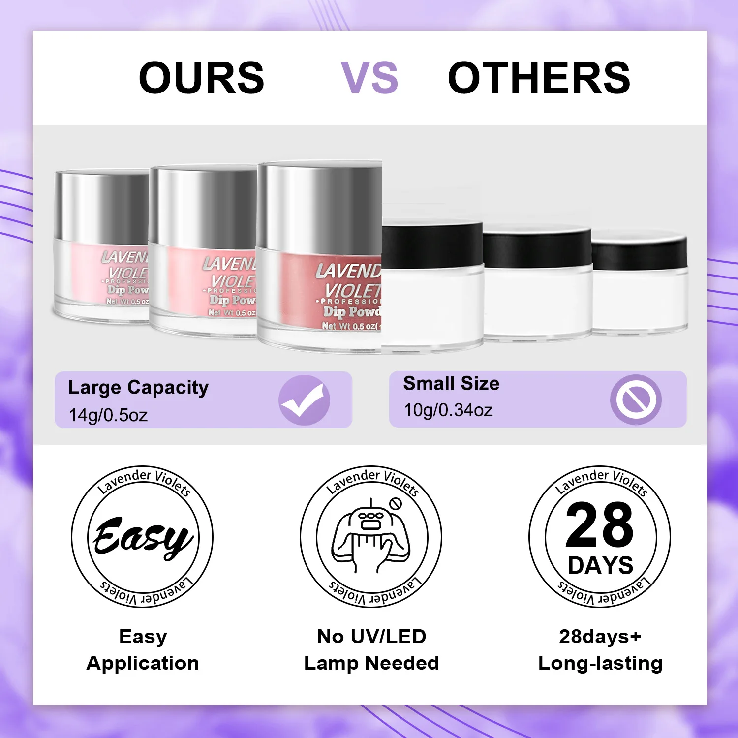 0,5 oz grote capaciteit naakt roze paars glitterkleuren luchtdroog dompelpoeder voor nagelsalon manicure vrouwen meisjes cadeau