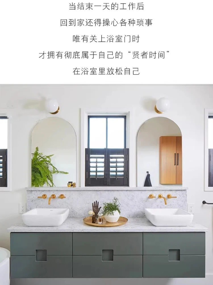 

Hotel light luxury bathroom cabinet combination solid wood hand wash basin cabinet wash bath cabinet