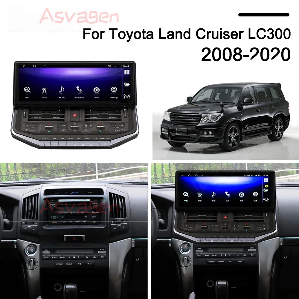 

12.3" Car Radio For Toyota Land Cruiser LC200 LC300 2008-2020 GPS Navigation Multimedia Stereo Player Carplay Car Accessories BT