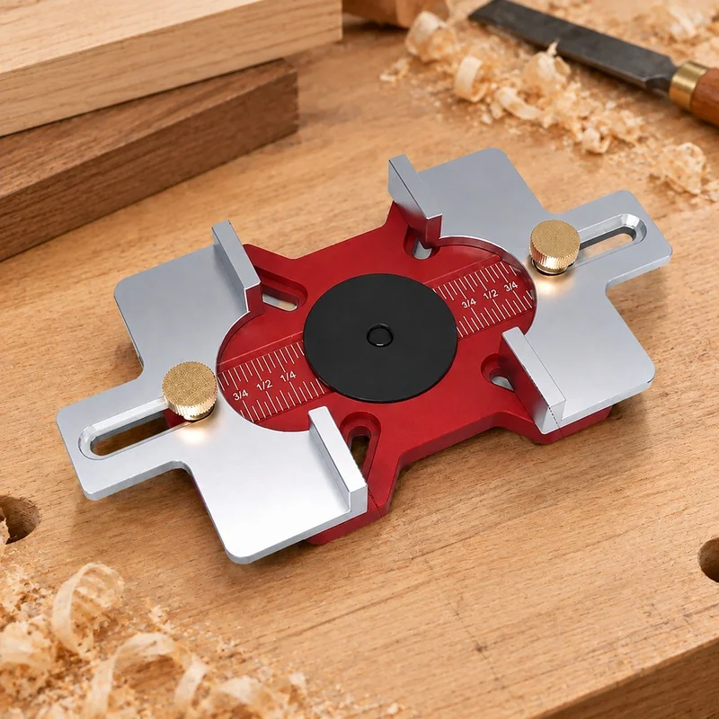 Wood Router Base with Slotting Jig and Hidden Fastener Bracket for Precise Mortising and Trimming Tasks