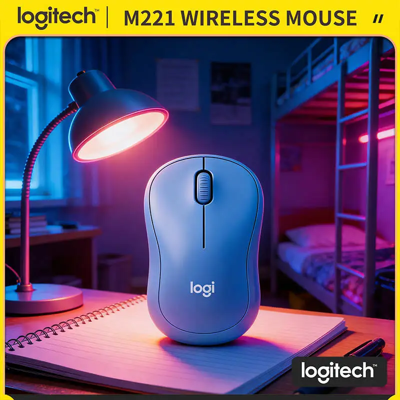 Logitech M221 Wireless Mouse - SilentTouch Buttons, 90% Noise Reduction, 75g Light, Ideal for Desktop Laptop PC Mac Accessories