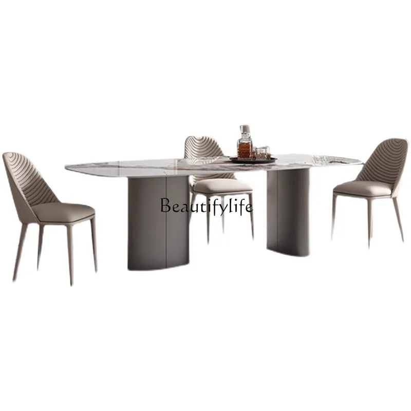 

Slate dining table Modern simple light luxury rectangular simple eating table