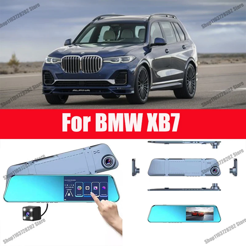 

For BMW XB7 Carplay Android Auto GPS Dash Cam AUX FM Radio Dashcam Car Camera Stream RearView Mirror Drive Recorder